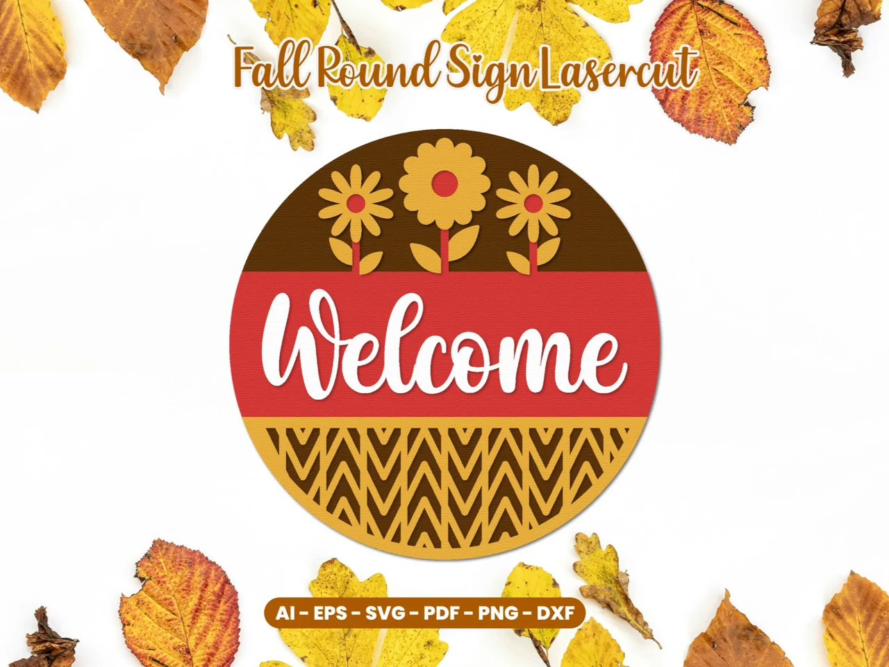 [Laser cut and engrave] Fall Round Sign Lasercut